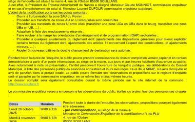 Enquête publique modification n°1 du Plan Local d’Urbanisme